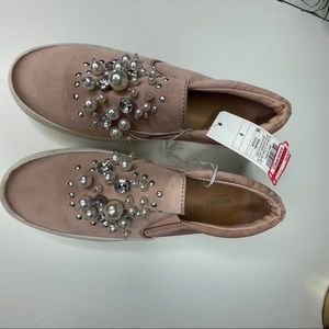 Mossimo Pearl and Rhinestone Pink Satin Sneakers